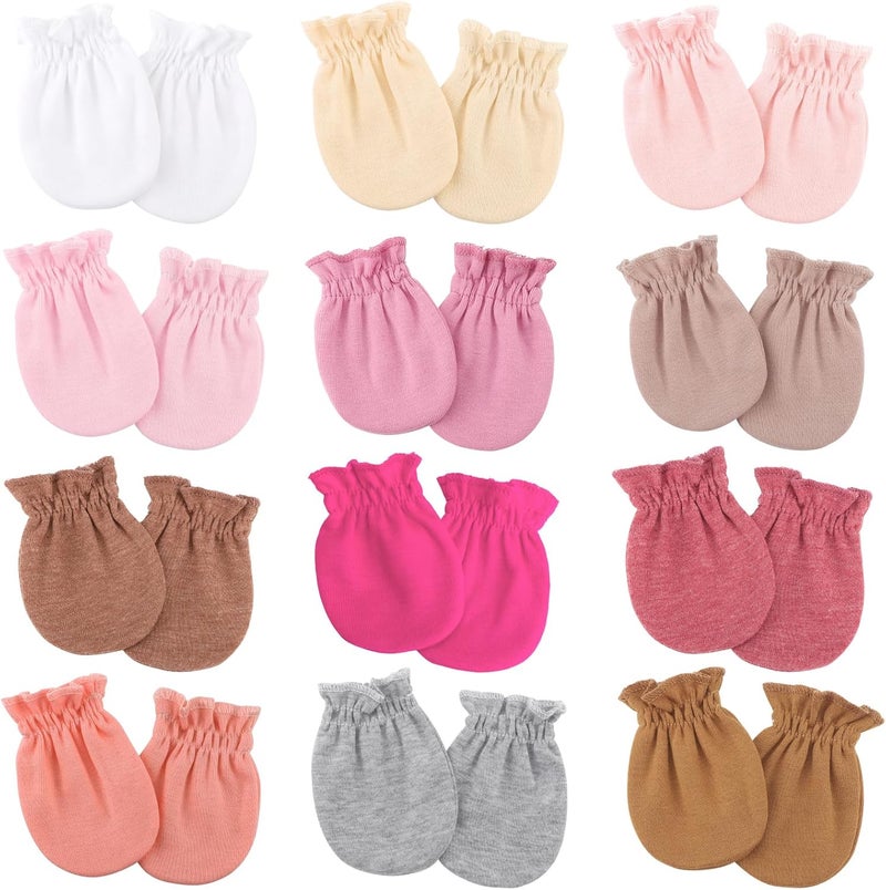 DRESHOW BQUBO 12 Pairs Baby Mittens Newborn Infant Toddler Mittens No Scratch Cotton Elastic Wrist Gloves for Boys Girls 0-6 Months - Image 1
